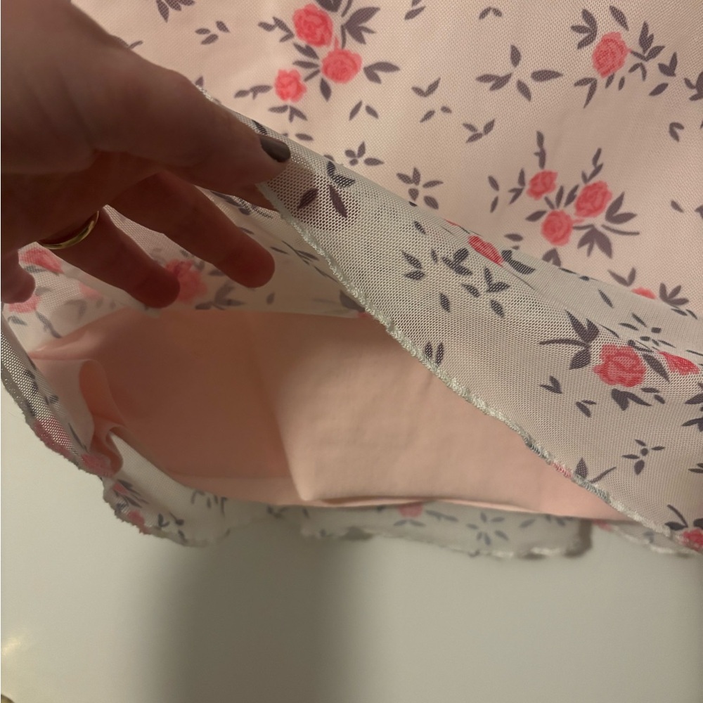 Cottagecore Feminine Festival Rave Light Pink Floral Tie-Front Blouse - Picture 4 of 5